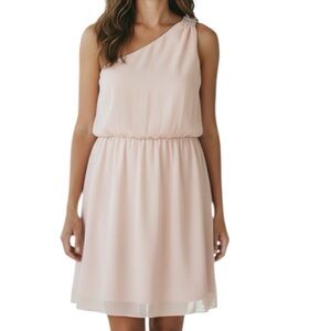 NWT ADRIANNA PAPELL One-Shoulder Sleeveless Embellished Chiffon Dress Size 16